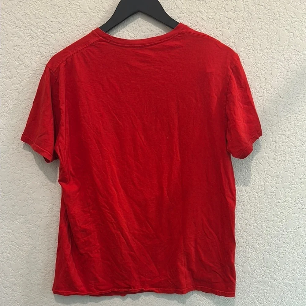 Red Graphic T-Shirt with Ghoul Design size L